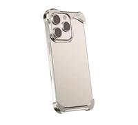 Genérico Poomelo Irregular Titanium Alloy Bumper Borderless Case for iPhone with Lens Protector, Shockproof Borderless Protective Cover for iPhone 17/16/15/14/13/12 Series (Champagne Bold,For 17Air)
