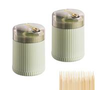 Genérico Pop-Up Automatic Toothpick Dispenser, Automatic Toothpick Dispenser, Luxury Push Button Toothpick Holder, Toothpickz Storage Box Canister with Toothpicks 400 Count (2*Light Green)