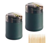 Genérico Pop-Up Automatic Toothpick Dispenser, Automatic Toothpick Dispenser, Luxury Push Button Toothpick Holder, Toothpickz Storage Box Canister with Toothpicks 400 Count (2*Green)