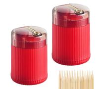 Genérico Pop-Up Automatic Toothpick Dispenser, Automatic Toothpick Dispenser, Luxury Push Button Toothpick Holder, Toothpickz Storage Box Canister with Toothpicks 400 Count (2*Red)