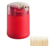 Genérico Pop-Up Automatic Toothpick Dispenser, Automatic Toothpick Dispenser, Luxury Push Button Toothpick Holder, Toothpickz Storage Box Canister with Toothpicks 400 Count (Red)