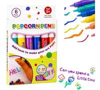 Genérico Popcorns Drawing Pens,Turn 2d Drawings into Touchable 3D Art, Heat Activated Bubble Drawing Pen Kits, 6/12 Colors DIY Relief Art Pen for Greeting Birthday Cards