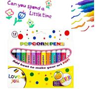 Genérico Popcorns Drawing Pens,Turn 2d Drawings into Touchable 3D Art, Heat Activated Bubble Drawing Pen Kits, 6/12 Colors DIY Relief Art Pen for Greeting Birthday Cards