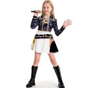 Genérico Popular demon Rumi Zoey Kids Role Play Pop Singer Rumi Zoey Idol Role Play Demon Halloween Girl (Negro-2,110)