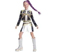 Genérico Popular demon Rumi Zoey Kids Role Play Pop Singer Rumi Zoey Idol Role Play Demon Halloween Girl (Negro-3,150)