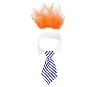 Genérico Porch Goose Costume, Funny Statue Outfit Set, 6.3x2.76 Inches Wig Accent with Goose, Lightweight Polyester Decor Apparel Outfit, Orange Wig Striped Tie Style, Garden Yard Patio Display Use