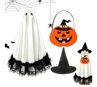 Genérico Porch Goose Outfit - Spooky Witch Hat Pumpkin Clothes, Halloween Porch Goose Clothes | Ghost Scary For Garden Porches Lawn Patio Terrace Grassland Balcony Backyard Outdoor Decoration