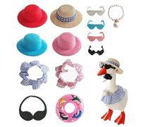 Genérico Porch Goose Outfits, Summer Porch Goose Outfit Set with Hat and Sunglasses for Garden Office Table Decor