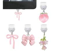 Genérico Port Cover, Cute Pendant Charms, Four Piece Set, Aesthetic Dustproof Caps, Type C Connector Guard, Accessory For Smartphone Laptop Tablet Computer Devices 180 Characters Only