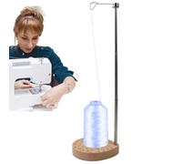 Generico Porta bobina de individual - Barra telescópica de acero inoxidable 13,5 x 11,5 x 2,5 cm | Bordado autónomo | Porta bobina con base estable de madera para de bordar, coser y Quilting