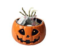 Genérico Porta Caramelos Halloween | Bol Calabaza Para Aperitivos - Almacenamiento Azúcar Con Mano Esqueleto Móvil Para Fiestas Colegio Patio Trasero Casa Encantada Porche