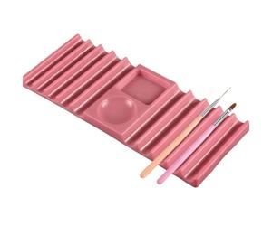 Genérico Porta Cepillos De Uñas | Soporte Doble Cabezal,Bandejita y Estante de Escritorio para las Uñitas,Exposición y Orden para Técnicas Principiantes