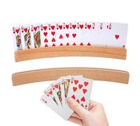 Genérico Porta - Madera | Portatarjetas De Juego Curvos De Madera | Soportes para Tarjetas De Manos Libres | Bastidores | Soporte Organizador De Póker, Bandeja para Juegos De Cartas, Juegos De Me