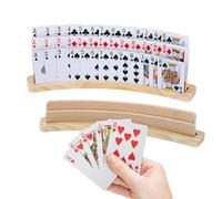 Genérico Porta - Madera | Portatarjetas De Juego Curvos De Madera | Soportes para Tarjetas De Manos Libres | Bastidores | Soporte Organizador De Póker, Bandeja para Juegos De Cartas, Juegos De Me