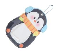 Genérico Porta Tarjetas De Identificación De Pingüino De PVC Fundas para Tarjetas Llavero Diseño Divertido Resistente Al Desgaste Adecuado para Niños y Estudiantes Color Negro