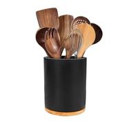 Generico Porta utensilios de cocina - Contenedor cuchillos giratorio 360° - Organizador de madera para cubiertos y utensilios, porta cubiertos cocina recipiente cocina