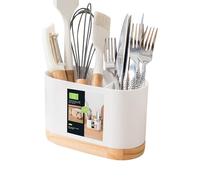 Generico Porta utensilios de cocina, contenedor para palillos | Contenedor escurridor para cubiertos, porta utensilios con doble compartimento para tenedores, cuchillos y cucharas