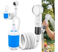 Genérico Portable Camping Shower, Portable Camping Shower with Pump 5000 mAh Battery, Head 2 Modes, Rechargeable, IPX7 Waterproof Camping Shower with Pump for Outdoor, Camping, Traveling (B)