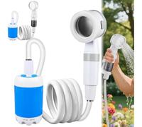 Genérico Portable Camping Shower, Portable Camping Shower with Pump 5000 mAh Battery, Head 2 Modes, Rechargeable, IPX7 Waterproof Camping Shower with Pump for Outdoor, Camping, Traveling (A)