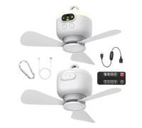 Genérico Portable Ceiling Fan, Wireless Remote Control Blower, Hanging Air Circulator, 9.84x9.84x4.53 Inches with Hook Mount, Lightweight Rechargeable Cooling Fan for Tent, Gazebo, Patio, Bedroom Use