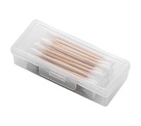 Genérico Portable Cotton Swab Holder Case, Small Transparent Cotton Ball and Hairpin Storage Box for Bathroom Counter, Vanity, Travel, Daily Organization