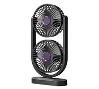 Genérico Portable Desk Fan - Double-Head Quiet Rechargeable Summer,Battery Operated Portable Fan | for Home Office Dorm Outdoor Travel Camping Picnic Tent Beach Vacation Car