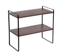 Genérico Portable Desktop Bookshelf, 2 Tier Modern Display Riser, Office Desk Shelf Storage Organizer with Wood Finish, Compact Countertop Cabinet for Bedroom Kitchen Pantry Table, Stylish Book Room
