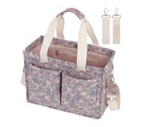 Genérico Portable Diaper Storage Bag, Multifunctional Diaper Carrier Bags, Classic Floral Pattern Diaper Organizer, Convenient Diapers and Baby Wipes Bag 12.99x5.51x9.84 for Women (Purple)