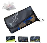 Genérico Portable Fishing Lure Multi-Layer Storage Bag, Waterproof Tackle Binder with Buckle, Multi-Function Soft Bait Binder, for Rigs, Hooks, Sinkers Storage (Camouflage Blue)