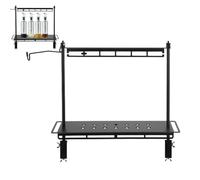 Genérico Portable Folding Camping Rack - Sturdy Outdoor Table Organizer with Lamp Stand, Space Saving Gear Holder Shelf For Cookware Drinks Equipment | Ideal For Picnic Trips Camping Hiking Fishing