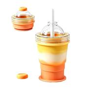 Genérico Portable Folding Ice Ball Cup - Food Grade Silicone Leakproof Tumbler 301-400ML With Straw Lid Ice Mold Water Cup For Summer Travel Camping Gym And Outdoor Cold Drinks