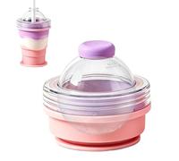 Genérico Portable Folding Ice Ball Cup - Food Grade Silicone Leakproof Tumbler 301-400ML With Straw Lid Ice Mold Water Cup For Summer Travel Camping Gym And Outdoor Cold Drinks