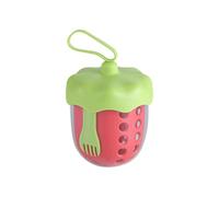 Genérico Portable Fruit Cup with Strainer - Leak Proof 600ml | Liftable Removable Colander Drain Basket | Multifunctional Container Bowl with Lid Fork for Home Picnic Camping Salad Snack Cleaning