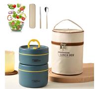 Genérico Portable Insulated Lunch Container Set, 2/3/4 Separate Stackable Thermal Food Lunch Container, Hot Food Lunch Containers, Unisex,For Work Picnics Camping (Blue 2-Tier)