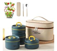 Genérico Portable Insulated Lunch Container Set, 2/3/4 Separate Stackable Thermal Food Lunch Container, Hot Food Lunch Containers, Unisex,For Work Picnics Camping (Blue 4-Tier)