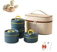 Genérico Portable Insulated Lunch Container Set, 2/3/4 Tier Separate Stackable Stainless Steel Lunch Container, with Insulated Lunch Bag, for Work Picnics Camping (Green,4-Tier)