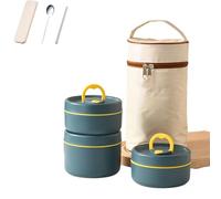 Genérico Portable Insulated Lunch Containers Set, 4 Tier Portable Insulated Lunch Container Set, Suitable for Work, Picnics and Camping (Blue,3 piece set)