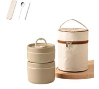 Genérico Portable Insulated Lunch Containers Set, 4 Tier Portable Insulated Lunch Container Set, Suitable for Work, Picnics and Camping (Brown,2 piece set)