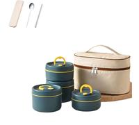 Genérico Portable Insulated Lunch Containers Set, 4 Tier Portable Insulated Lunch Container Set, Suitable for Work, Picnics and Camping (Blue,4piece set)