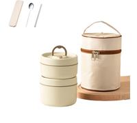 Genérico Portable Insulated Lunch Containers Set, 4 Tier Portable Insulated Lunch Container Set, Suitable for Work, Picnics and Camping (Beige,2 piece set)