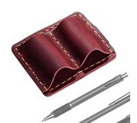 Genérico Portable Leather Holder, Double Hole Organizer, 2.91x2.4 Inches Compact Case with Anti Lost Feature, Practical Pen Storage, Stylish Pen Organizer with Design, Writing Tool Holder for Office