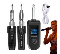 Genérico Portable Mic Transmitter and Receiver, 10 Channels Wireless Condenser Mic Adapter, Plug-On Transmitter for Guitar Bass Electric Instruments, Zinc Alloy Plug and ABS Body