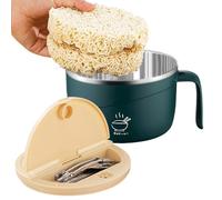Genérico Portable Noodle Bowl, Stainless Steel Container, Lid Fork Combo, 1200ml Pho Pasta Rice Bowl Dorm Travel Lunch Soup Oatmeal, Food Storage Mug, College Dorm Essential for Soup Noodles Meals