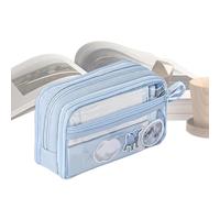 Genérico Portable Pencil Case, Large Capacity Transparent Pen Bag, Cute Aesthetic School Supplies, Stationery Organizer For Teen Girls, Woven Fabric, Storage Case Pens and Pencils