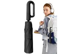 Genérico Portable Rain Umbrella - UV Windproof Shade for Home School | Fiber Rubber with Automatic Folding, Carabiner Grip Handle, Easy Open Close Function, Compact Travel Accessory