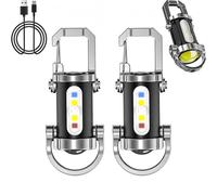 Genérico Portable Rechargeable Bright Keychain Flashlight, Super Bright Mini Keychains Flashlights,Multiple Light Modes Waterproof Type-C USB LED Light,Power Bank Function for Camping Hiking (2PCS)