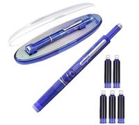 Genérico Portable Retractable Fountain Pen, Fountain Pen Retractable:0.38mm Blue&Black Ink Transparent Barrel Includes 5 Refillable Ink Cartridges, for Smooth Writing No Leaking (Dark Blue,Blue)