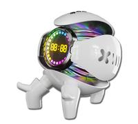 Genérico Portable Robot Bluetooth Speaker,6W True Wireless Speaker,with Alarm Clock RGB Lights,Deep Bass Loud Stereo Sound,Bluetooth 5.1 TWS Pairing Support TF Card AUX Input FM Radio (White)