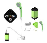 Generico Portable Shower, Rechargeable Travel Shower, Waterproof LED Display Pump, 3 Spray Washing for Outdoor, Garden, Beach, Pet, Bath, RV, Car, 11.42x7.48x3.35 Inches, Green, Gray, Black