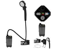 Generico Portable Shower, Rechargeable Travel Shower, Waterproof LED Display Pump, 3 Spray Washing for Outdoor, Garden, Beach, Pet, Bath, RV, Car, 11.42x7.48x3.35 Inches, Green, Gray, Black